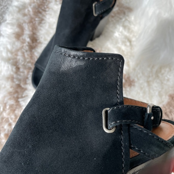 Frye dani shield slingback sandal heel open toe ankle strap suede leather 8.5 - Picture 3 of 10